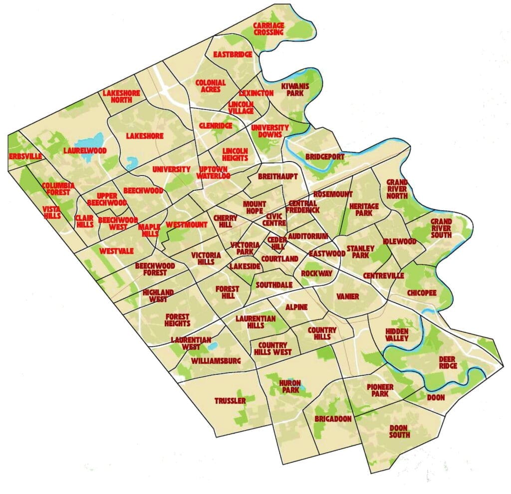 kitchener-waterloo neighbourhood map